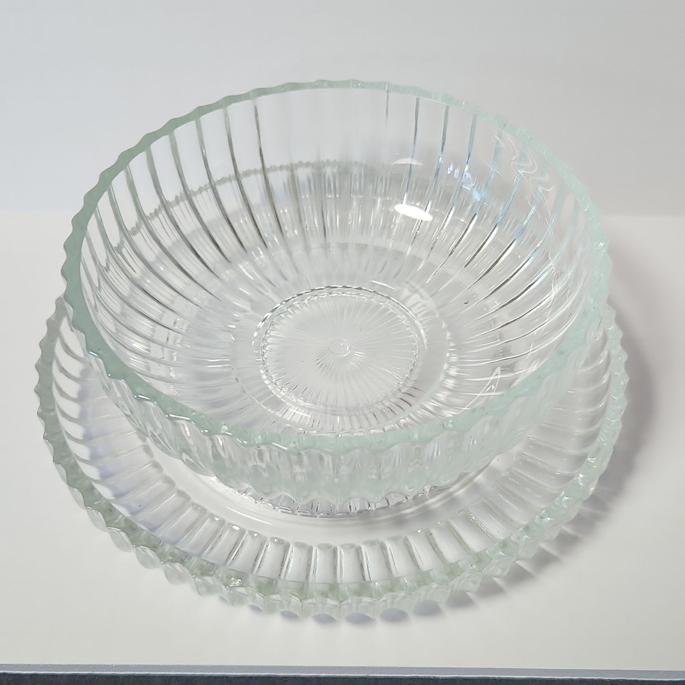 Elegant Clear Glass Bowl and Plate Set
